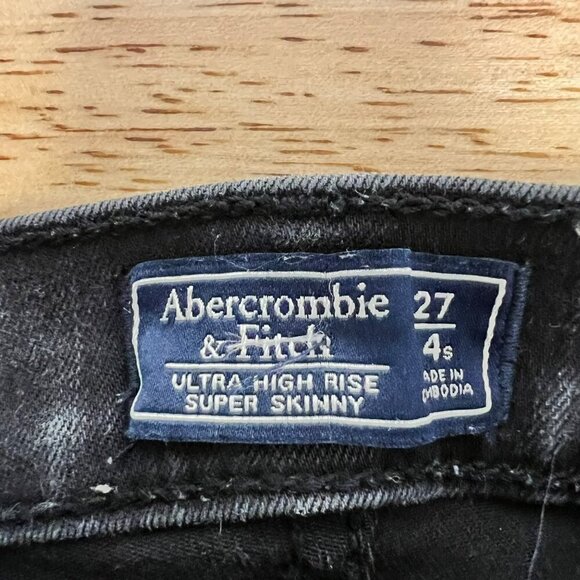 Abercrombie & Fitch Womens Distressed Skinny Jeans Faded Black Size 4s/27 - Picture 7 of 8